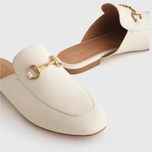 Quince Italian Leather Horsebit Loafer Mule in Bone